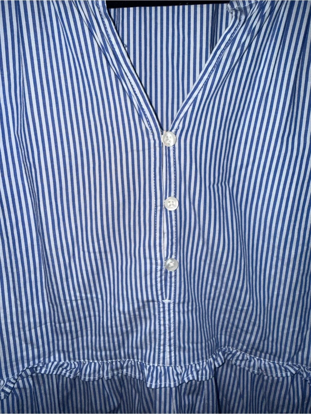J. Crew Striped Mini Dress with ruffle trim white and blue size 8